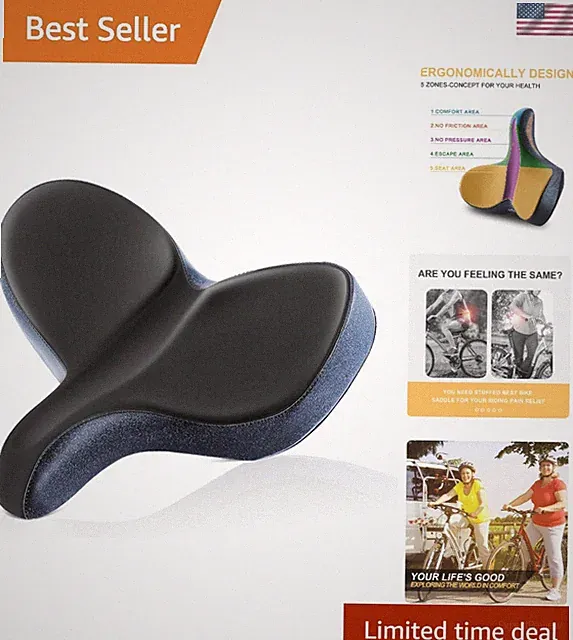Genuine Leather Bike Saddle Oversized Comfort D-wide Plus Replacement