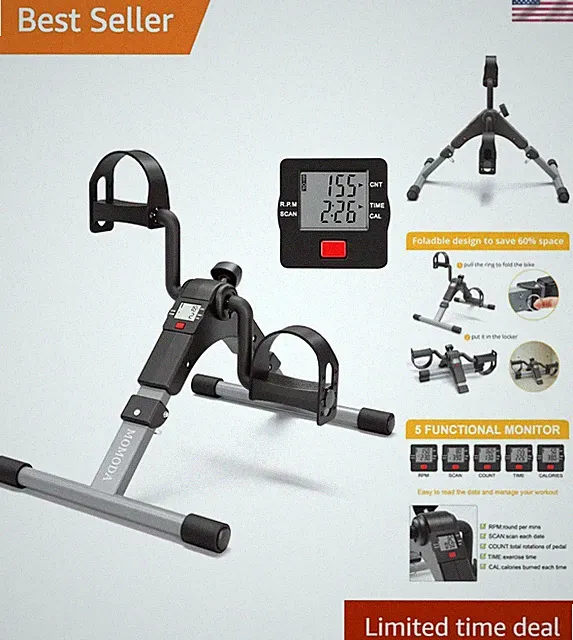 Lightweight Desk Exercise Bike for Home & Office - LCD Display, Foldable Design