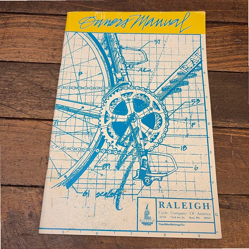 Vintage 1987 Raleigh Owner's Manual Bicycle Maintenance Pamphlet Booklet USA 80s